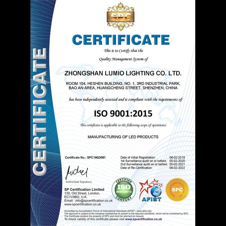 LUMIO certificate